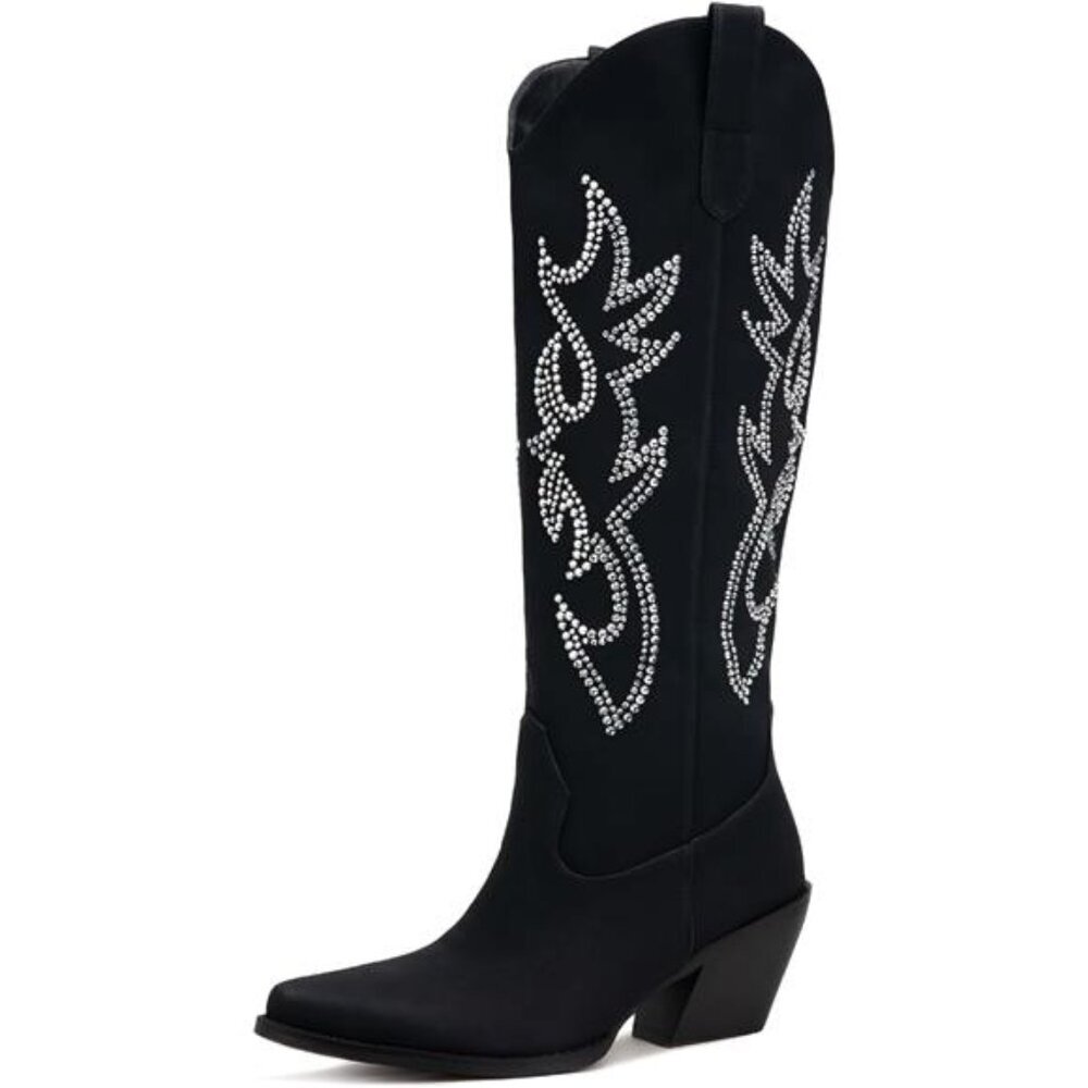 NEW Western Cowboy Boots for Women - Knee High Wide Calf Cowgirl Boots - Picture 1 of 6
